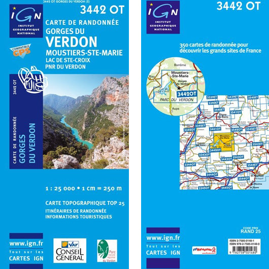 Institut Geographique National Gorges du Verdon-Moustiers 3442OT