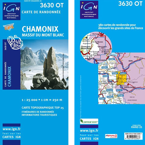 Institut Geographique National Chamonix-Massif Mt Blanc 3630OT
